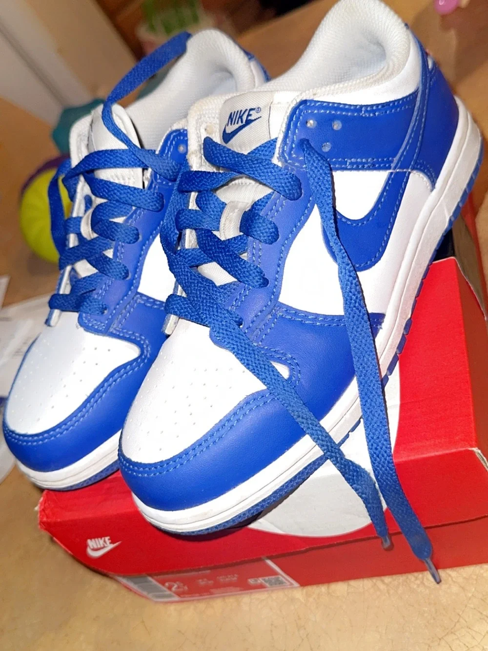 Nike White and Blue Low-Top Sneakers